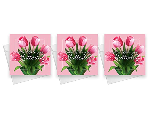 Friendly Fox Muttertag Karte, 3x Grußkarte Muttertag, quadratische Klappkarte mit Tulpen Motiv, Glückwunschkarte für die beste Mama der Welt Friendly Fox Muttertag Karte, 3x Grußkarte Muttertag, quadratische Klappkarte mit Tulpen Motiv, Glückwunschkarte für die beste Mama der Welt von Friendly Fox