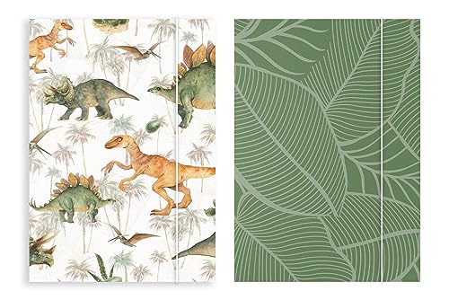 Friendly Fox DIN A4 Sammelmappen Set Dino & Blätter, 2x Schulmappe Kinder, Postmappe A4 Schule mit Gummizug, bunte Hausaufgabenmappe Kinder Schule Friendly Fox DIN A4 Sammelmappen Set Dino & Blätter, 2x Schulmappe Kinder, Postmappe A4 Schule mit Gummizug, bunte Hausaufgabenmappe Kinder Schule von Friendly Fox
