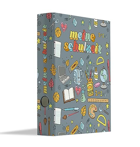 Friendly Fox Ordner Schule, DIN A4 Ordner für die Schule, Meine Schulzeit Portfolio Ordner Schule, A4 Ordner für 350 Seiten, Rückenbreite 5,6 cm von Friendly Fox
