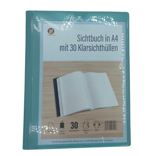 Friendly Fox Sichtbuch A4 mit Klarsichthüllen, Präsentationsmappe mit 30 Klarsichtfolien für 60 Sichten, Urkunden- oder Zeugnismappe, blau von Friendly Fox