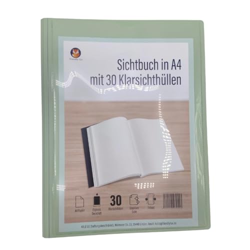 Friendly Fox Sichtbuch A4 mit Klarsichthüllen, Präsentationsmappe mit 30 Klarsichtfolien für 60 Sichten, Urkunden- oder Zeugnismappe, mint von Friendly Fox