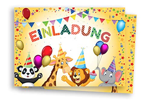 Friendly Fox Zootiere Einladung - 12 niedliche Tier Einladungskarten zum Kinder-Geburtstag Junge Mädchen - Einladung Kindergeburtstag Zoo Tierpark Safaripark mit Umschlag von Friendly Fox