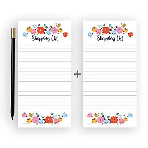 Friendly Fox magnetischer Notizblock, 1x Magnetblock Kühlschrank mit 50 Einkaufszettel magnetisch & Bleistift, to-do listen Block DIN lang, Blumen Doppelpack Friendly Fox magnetischer Notizblock, 1x Magnetblock Kühlschrank mit 50 Einkaufszettel magnetisch & Bleistift, to-do listen Block DIN lang, Blumen Doppelpack von Friendly Fox