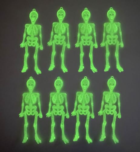 8er Set Deko Skelett Nachtleuchtend für Halloween, Karneval, Party von FRIES