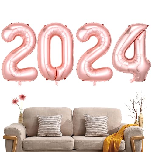 Silberne 2024 Luftballons | 40 Zoll Folienballons,Multifunktionale, langlebige, große 2024-Folienballons mit Zahlen für die Jubiläumsdekoration Frifer von Frifer