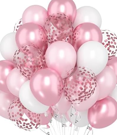 62pcs 12 Inch Pink Balloons Set - Baby Pink and White Balloons with Metallic Baloons Confetti Latex Balloon, Princess Balloon for Wedding Women Girl Birthday Party Decoration Baby Shower Anniversary von Frigg