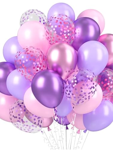 62pcs 12 Inch Pink and Purple Balloons, Macaron Purple and Pink Balloon with Metallic Balloon Confetti Latex Balloons for Girls Birthday Decorations Baby Shower Wedding Anniversary Engagement Party 62pcs 12 Inch Pink and Purple Balloons, Macaron Purple and Pink Balloon with Metallic Balloon Confetti Latex Balloons for Girls Birthday Decorations Baby Shower Wedding Anniversary Engagement Party von Frigg