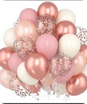 62pcs 12Inch Rose Gold Balloons Set,Blush Pink and White Balloon with Metallic Rose Gold Balloons Baby Pink Confetti Baloons for Bridal Shower Decoration Birthday Party Girls Women Wedding Baby Shower von Frigg