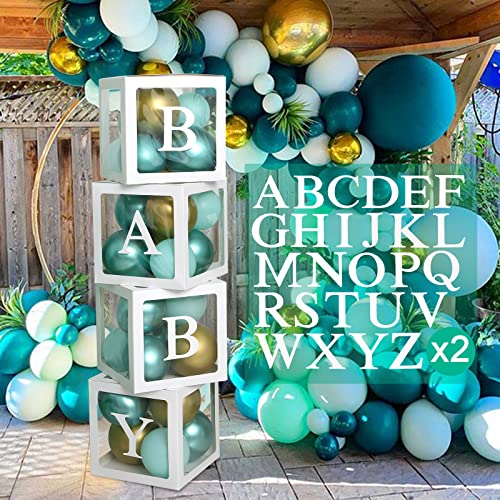 Babyparty Deko Ballon Box, Luftballons Boxen - 4Pcs Transparente Box Mit 52 Buchstaben Deko(A-Z*2), Baby Box Für Baby Shower Deko, Gender Reveal Party, Babyparty Boy Or Girl, 1. Geburtstag Junge. von Frigg