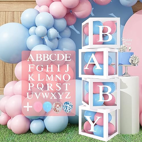 Boy Or Girl Luftballon Girlande Und Baby Box, Ballonbogen Aus Luftballons Blau, Rosa Und Konfetti-Ballons, Ballonbox Aus 4 Ballonboxen 27 Buchstaben(A-Z+B), Für Gender Reveal Party, Baby Shower. von Frigg