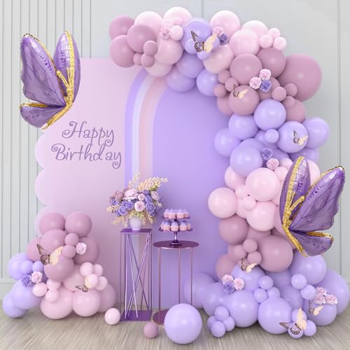Frigg Lila Luftballons Girlande, 133 Stück Lila Rosa Ballon Girlande Kit mit Schmetterling Luftballon, Purple Ballongirlande für Schmetterling Deko Geburtstag Mädchen, Baby Shower, Hochzeit, Babyparty Frigg Lila Luftballons Girlande, 133 Stück Lila Rosa Ballon Girlande Kit mit Schmetterling Luftballon, Purple Ballongirlande für Schmetterling Deko Geburtstag Mädchen, Baby Shower, Hochzeit, Babyparty von Frigg