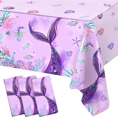 Frigg Meerjungfrau Tischdecken, 3 Stück 220x130cm wasserdichte Meerjungfrauen Party Tischdecke, Meerjungfrau Tisch Cover für Mädchen Prinzessin Geburtstag, für Kinder Mädchen Sea Themen Party Frigg Meerjungfrau Tischdecken, 3 Stück 220x130cm wasserdichte Meerjungfrauen Party Tischdecke, Meerjungfrau Tisch Cover für Mädchen Prinzessin Geburtstag, für Kinder Mädchen Sea Themen Party von Frigg