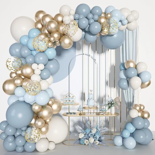 Luftballon Girlande Blau, 105pcs Luftballon Geburtstag Girlande Blau mit Luftballons Blau Weiss Gold, Konfetti Ballons, Ballongirlande Bluey für Geburtstagsdeko, Babyparty Deko Junge, Taufe, Hochzeit Luftballon Girlande Blau, 105pcs Luftballon Geburtstag Girlande Blau mit Luftballons Blau Weiss Gold, Konfetti Ballons, Ballongirlande Bluey für Geburtstagsdeko, Babyparty Deko Junge, Taufe, Hochzeit von Frigg