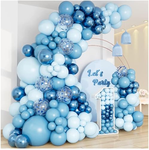 Luftballons Blau Geburtstagsdeko,109 Ballon Girlande Blau Und Konfetti Luftballons, Blaue Luftballon Bogen Für Hochzeitsdeko, Geburtstag, Taufe Deko, Babyparty, Bridal Shower, Engagement, Baby Shower von Frigg