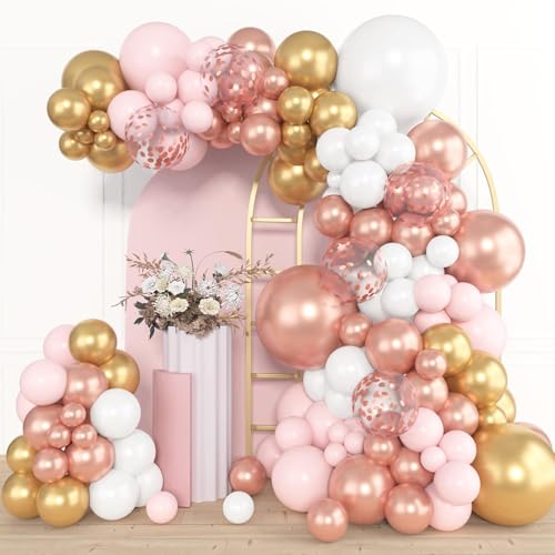Luftballons Rosegold Set, 104 Stück Roséguld Luftballon Girlande mit Rosa Weiß Gold und Konfetti Ballons, Ballon Girlande Rosegold für Geburtstagsdeko Mädchen, Hochzeit Deko, Babyparty, Verlobung Luftballons Rosegold Set, 104 Stück Roséguld Luftballon Girlande mit Rosa Weiß Gold und Konfetti Ballons, Ballon Girlande Rosegold für Geburtstagsdeko Mädchen, Hochzeit Deko, Babyparty, Verlobung von Frigg