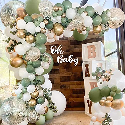 Luftballon Girlande Grün Geburtstagsdeko, Olive Grün Ballon Girlande mit Luftballons Grün Gold und Weiß für Hochzeitsdeko, Babyparty, Baby Shower Luftballon Girlande Grün Geburtstagsdeko, Olive Grün Ballon Girlande mit Luftballons Grün Gold und Weiß für Hochzeitsdeko, Babyparty, Baby Shower von Frigg