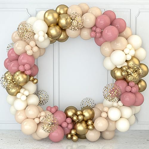 Luftballon Girlande Rosa Beige Gold Set, 157 Stück Ballon Girlande mit Luftballons Rosa, Luftballons Beige, Gold und Konfetti Ballons, für Boho Deko Hochzeit, Geburtstagsdeko, Baby Shower, Verlobung Luftballon Girlande Rosa Beige Gold Set, 157 Stück Ballon Girlande mit Luftballons Rosa, Luftballons Beige, Gold und Konfetti Ballons, für Boho Deko Hochzeit, Geburtstagsdeko, Baby Shower, Verlobung von Frigg