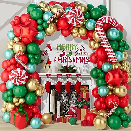 Luftballons Girlande Rot Grün Weihnachtsdeko, 150 Stück Weihnachten Ballon Girlande mit Luftballons Rot, Luftballons Grün, Rot Sternenballons, Zuckerstangen-Ballon, für Merry Christmas Decorations Luftballons Girlande Rot Grün Weihnachtsdeko, 150 Stück Weihnachten Ballon Girlande mit Luftballons Rot, Luftballons Grün, Rot Sternenballons, Zuckerstangen-Ballon, für Merry Christmas Decorations von Frigg