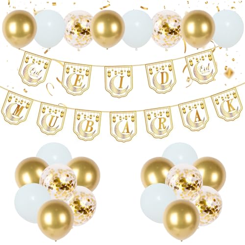 Weiß und Gold Eid Mubarak Decoration Ballons set, Eid Mubarak Banner und 70 Stück Weiß und Gold Ballon, Eid Mubarak Girlande für Ramadan Decoration 2025, Aid Mubarak, Ramadan und Eid Mubarak Feiern. Weiß und Gold Eid Mubarak Decoration Ballons set, Eid Mubarak Banner und 70 Stück Weiß und Gold Ballon, Eid Mubarak Girlande für Ramadan Decoration 2025, Aid Mubarak, Ramadan und Eid Mubarak Feiern. von Frigg