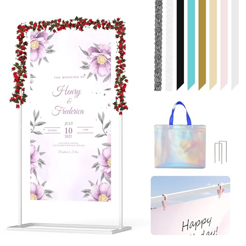Friiko Hochzeits-Willkommens-Schilderständer, Metall, "Welcome to Our Wedding Sign Stand", verstellbarer Boden-Staffelei-Ständer für Hochzeitsschilder, Poster, perfekt für Hochzeits-Party-Dekoration Friiko Hochzeits-Willkommens-Schilderständer, Metall, "Welcome to Our Wedding Sign Stand", verstellbarer Boden-Staffelei-Ständer für Hochzeitsschilder, Poster, perfekt für Hochzeits-Party-Dekoration von Friiko