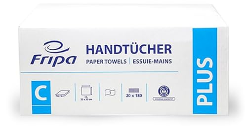 Fripa PLUS C-Falz, Falthandtuch, natur, 25,0 x 33,0 cm, 1-lagig, 3.600 Blatt, Papierhandtücher von Fripa