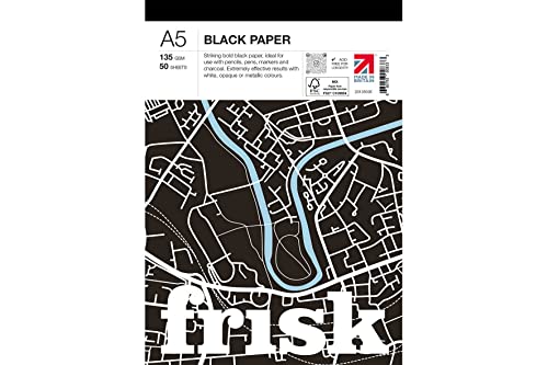 Frisk 23135005 Zeichenpapier A5, Schwarz, Papier, 50 stück von Frisk