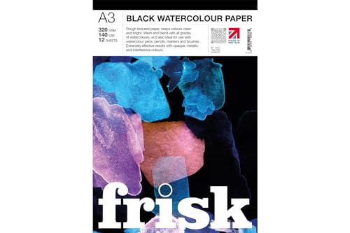 Frisk 23194003 Aquarellpapierblock, Schwarz, A3 von Frisk
