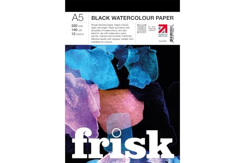 Frisk 23194005 Aquarellpapierblock, Schwarz, A5 von Frisk