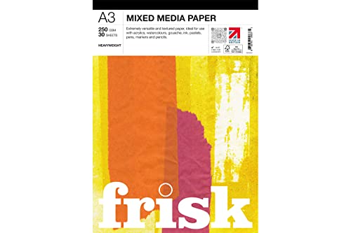 Frisk 23250003 Mixed Media Papierblock A3, Papier, weiß, 30 stück von Frisk