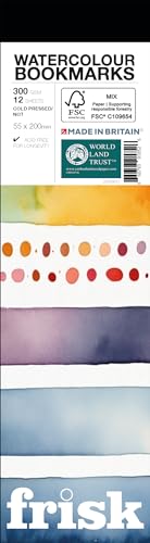 Frisk Aquarell-Lesezeichenblock, 300 g/m², kaltgepresst/nicht 12 Blatt, 55 x 200 mm, Weiß von Frisk