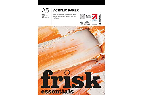 Frisk Essentials Acryl-Papierblock, 190 g/m², 12 Blatt, A5, Weiß von Frisk