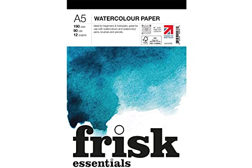 Frisk Essentials Aquarellpapierblock, 190 g/m², 12 Blatt, A5, Weiß von Frisk