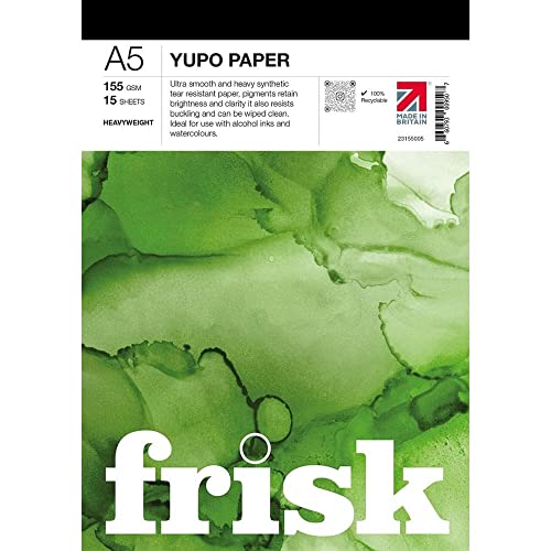 Frisk Yupo Papierblock, schwer, 155 g/m², 15 Blatt, A5, Weiß von Frisk