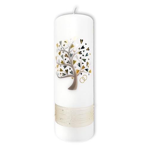 FRITZ COX Hochzeitskerze mit Liebesbaum & Herzen – Symbolische Traukerze mit goldenen Ringen – 25x8 cm aus Paraffinwachs FRITZ COX Hochzeitskerze mit Liebesbaum & Herzen – Symbolische Traukerze mit goldenen Ringen – 25x8 cm aus Paraffinwachs von Fritz Cox