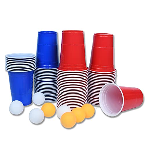 Froadp 480ml Beer Pong Becher Set 16 OZ Wiederverwendbare PP Partybecher inkl. 100 Rot + 100 Blau Plastikbecher & 10 Gelb + 10 Weiß Bälle Trinkbecher Set für Trinkspiele Partyspiele & -aktivitäten Froadp 480ml Beer Pong Becher Set 16 OZ Wiederverwendbare PP Partybecher inkl. 100 Rot + 100 Blau Plastikbecher & 10 Gelb + 10 Weiß Bälle Trinkbecher Set für Trinkspiele Partyspiele & -aktivitäten von Froadp