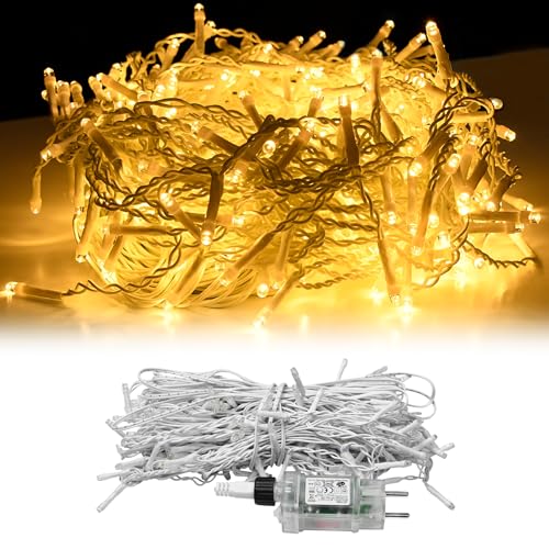 Froadp Eisregen Lichterkette 5m Lichtervorhang mit 8 Modi & Memory Funktion für Außen Innen Weihnachtenbeleuchtung mit 200 LEDs IP44 Weihnachts dekoration für Balkon Garten Partys (Warmweiß) von Froadp