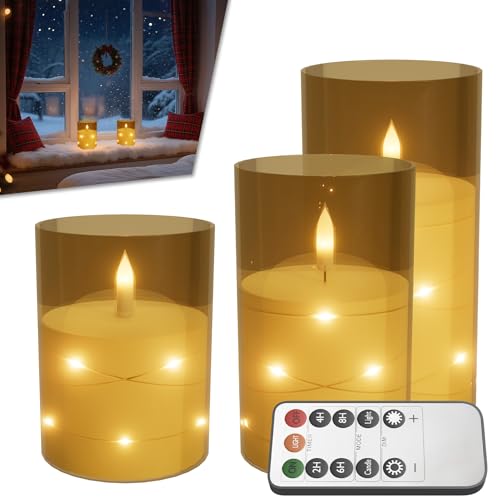 Froadp LED Kerzen 3er Set, Flammenlose Elektrische Kerzen mit Lichterkette & Fernbedienung, Höhen 10/12,5/15 cm, Gold, Deko Kerzen für Zuhause, Wohnzimmer & Festlichkeiten Froadp LED Kerzen 3er Set, Flammenlose Elektrische Kerzen mit Lichterkette & Fernbedienung, Höhen 10/12,5/15 cm, Gold, Deko Kerzen für Zuhause, Wohnzimmer & Festlichkeiten von Froadp