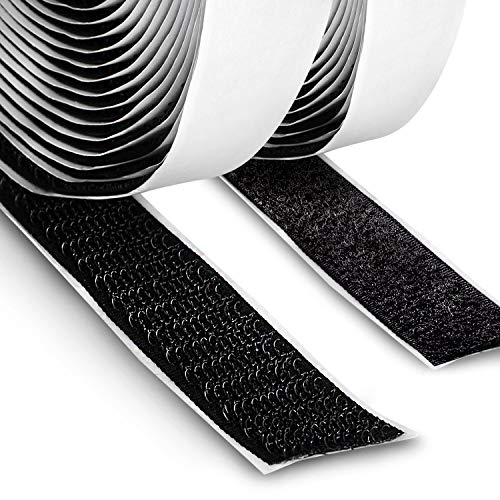 FrogJim Klettband selbstklebend schwarz 20mm breit - 5m Rolle Flausch und 5 m Rolle Haken 20 mm klebend KROS5 von FrogJim