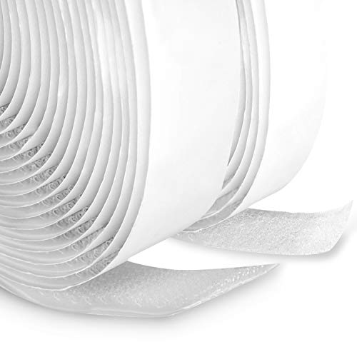 FrogJim Klettband selbstklebend weiß 20mm breit - 5m Rolle Flausch und 5 m Rolle Haken 20 mm klebend KROW5 von FrogJim