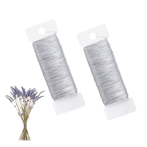 0,35mm x 100m Basteldraht,2 Rollen Draht zum Basteln,Schmuckdraht,Blumendraht, Floristendraht,Wickeldraht,Draht für Floristik,Schmuckherstellung,Bastelarbeiten,Silberfarbener Kupferdraht (50m/Rolle) von Frogetu