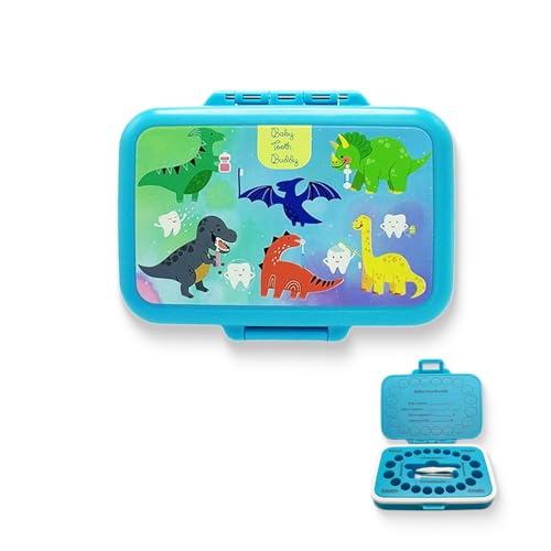 Frohstadt Milchzahndose 20 Fach mit Baumwolle | Lebensmittelechte Plastik Zahnbox Jungen Mädchen | Zahnfee Geschenk & Taufgeschenke | Wasserdichter Silikonring + Drehverschluss (Dinosaurier Frohstadt Milchzahndose 20 Fach mit Baumwolle | Lebensmittelechte Plastik Zahnbox Jungen Mädchen | Zahnfee Geschenk & Taufgeschenke | Wasserdichter Silikonring + Drehverschluss (Dinosaurier von Frohstadt