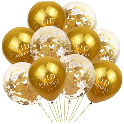 10pcs Eid Mubarak Balloons Dekoration Silber Gold Ramadan Dekoration Eid Islamischer Ballon Für Muslimischen Eid Mubarak Bevorzugungen Party Supplies von Froiny