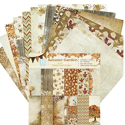 24x Herbst Scrapbook-Papier-Auflage Vintage-Papier DIY Dekorative Papierfertigkeiten, Für DIY Album Scrapbook Grußkarte Hintergrund-Papier von Froiny