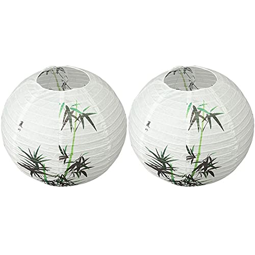 Froiny 2 Stücke 35 cm Lampenschirm Papier Laterne Chinesisch Bambus Muster Lampenschirm Orientalische Stil Leichte Dekoration von Froiny