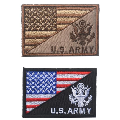 Froiny 2 Stücke Emblem Patches American Flag Navy Us Bestickte Militärabzeichen Patches Für Hüte Rucksäcke Jacken, Braun von Froiny