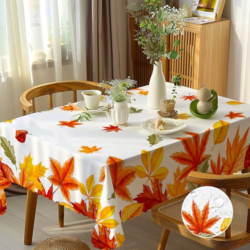 Tischdecke Outdoor Abwaschbar, Gartentischdecke Wetterfest Abwischbare Tischdecke Rechteckig 150x260 cm, Herbst Ahornblätter Tischdecken Polyester Wasserdicht Tischtuch für Draußen Thanksgiving Tischdecke Outdoor Abwaschbar, Gartentischdecke Wetterfest Abwischbare Tischdecke Rechteckig 150x260 cm, Herbst Ahornblätter Tischdecken Polyester Wasserdicht Tischtuch für Draußen Thanksgiving von Frostify
