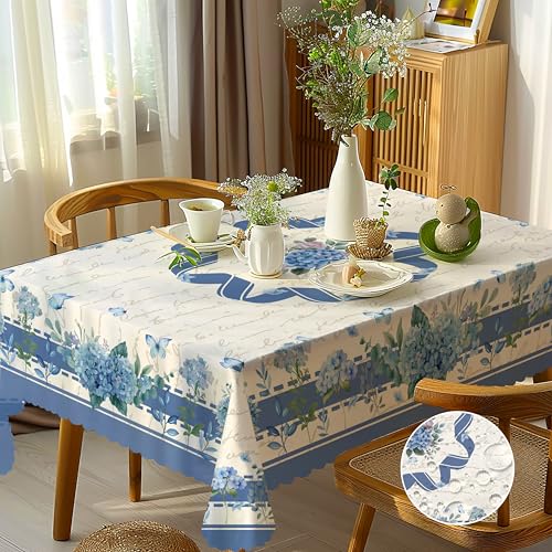 Tischdecke Outdoor Abwaschbar, Tischdecken Wasserabweisend Rechteckig 140x180 cm, Tischdecke Blau Blumen Landhausstil, Tischtuch Fleckschutz Gartentischdecke Wetterfest für Party Hochzeiten Geburtstag Tischdecke Outdoor Abwaschbar, Tischdecken Wasserabweisend Rechteckig 140x180 cm, Tischdecke Blau Blumen Landhausstil, Tischtuch Fleckschutz Gartentischdecke Wetterfest für Party Hochzeiten Geburtstag von Frostify