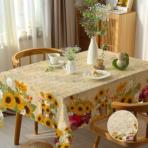 Tischdecke Outdoor Rechteckig 110 x 140 cm, Sonnenblume Tischdecke Abwaschbar Landhausstil Gartentischdecke Wasserdicht Fleckschutz Tischtuch Polyester Tischdecken für Küche Esstisch Couchtisch Party Tischdecke Outdoor Rechteckig 110 x 140 cm, Sonnenblume Tischdecke Abwaschbar Landhausstil Gartentischdecke Wasserdicht Fleckschutz Tischtuch Polyester Tischdecken für Küche Esstisch Couchtisch Party von Frostify