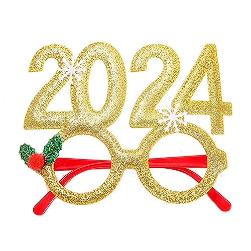 Frotox Neujahr Kostüm Brille Sonnenbrille Bühne Futuristische Brille 2024 Neujahr Party Requisiten 2024 Mistelbrille Weihnachtsbrille Für Erwachsene von Frotox