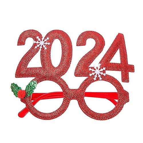 Frotox Neujahr Kostüm Brille Sonnenbrille Bühne Futuristische Brille 2024 Neujahr Party Requisiten 2024 Mistelbrille Weihnachtsbrille Für Erwachsene von Frotox